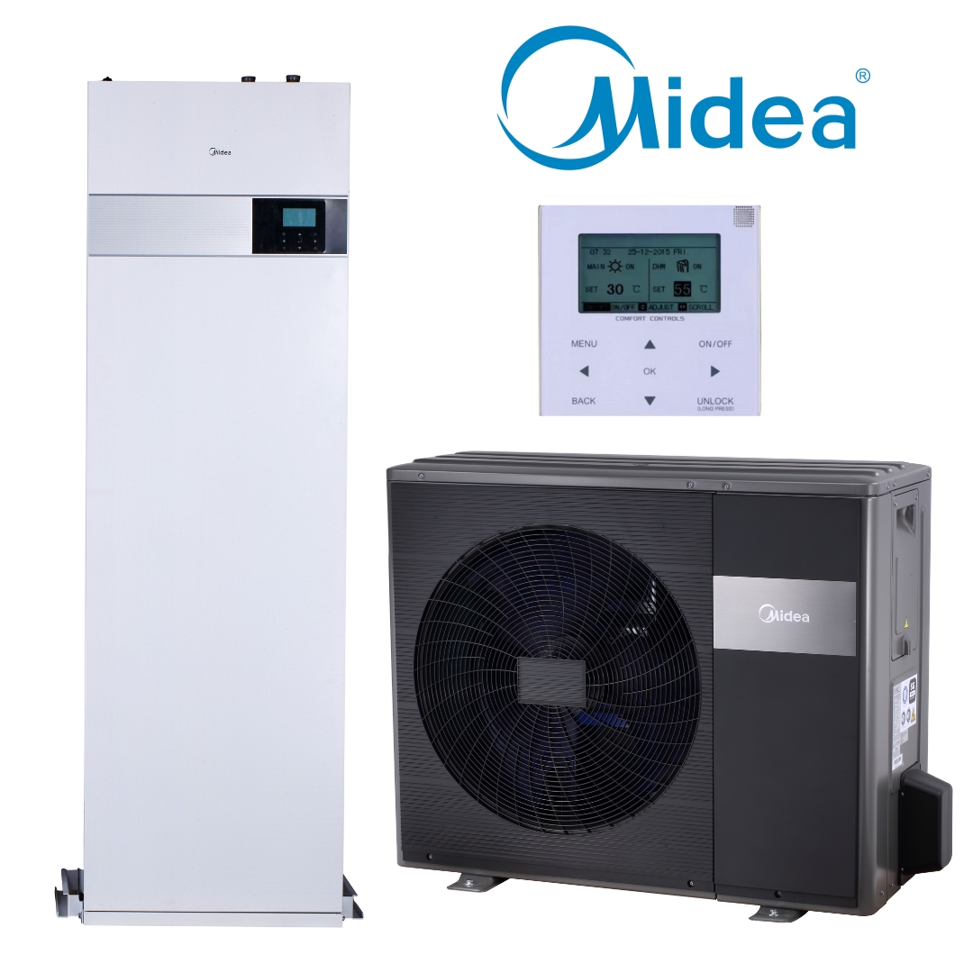 Midea M-thermal Arctic šilumos siurblys oras-vanduo 16 kW, 240l boileris, 400V (-25°C)