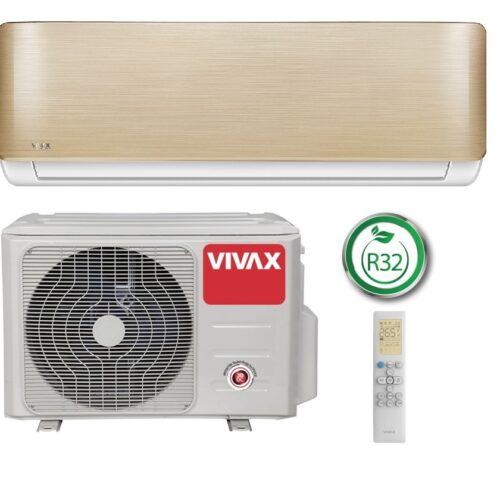 Sieninis šilumos siurblys / oro kondicionierius oras – oras VIVAX R+ design ACP-09CH25AERI R32 Silver/Gold, šildymas iki -25C, 2,6 KW